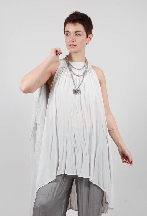 Silky Hi-Low Halter Blouse in Ice