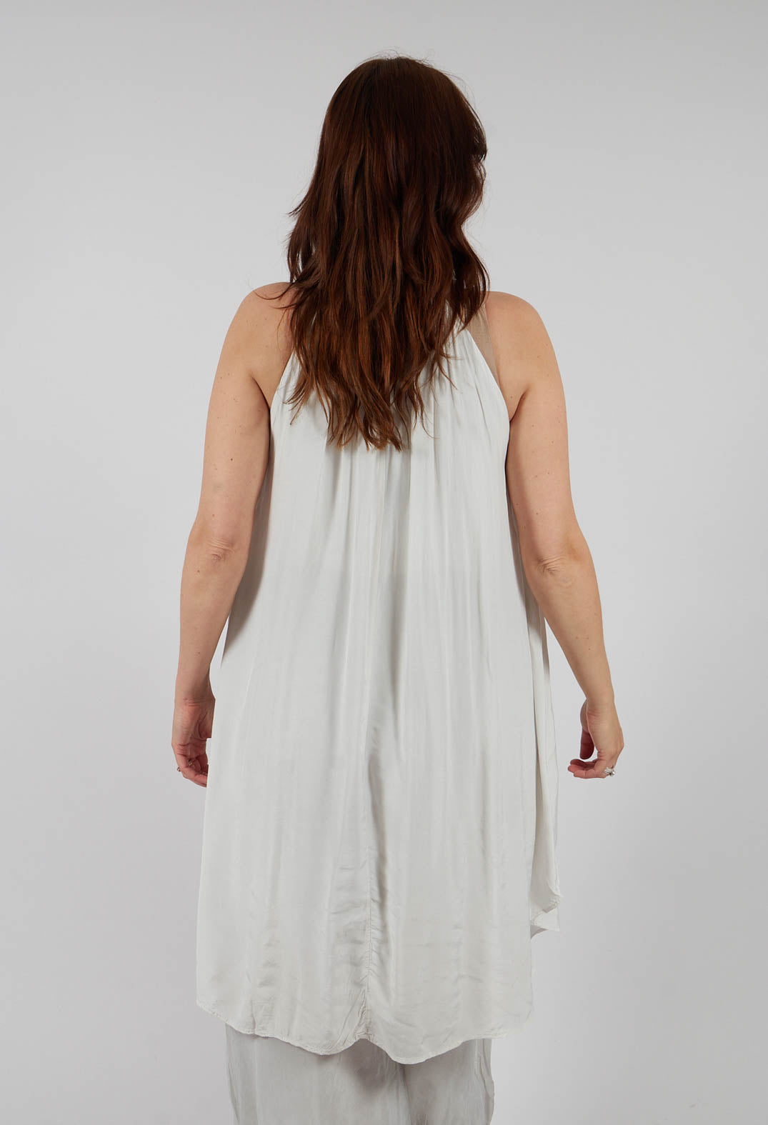 Silky Hi-Low Halter Blouse in Ice