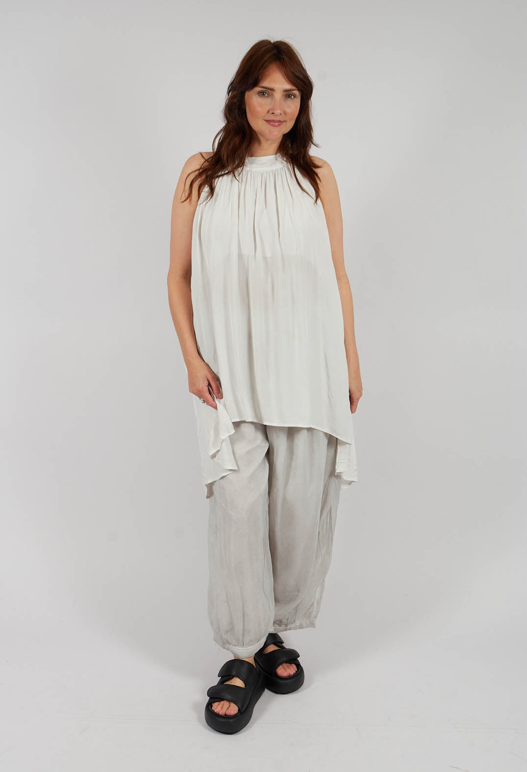 Silky Hi-Low Halter Blouse in Ice