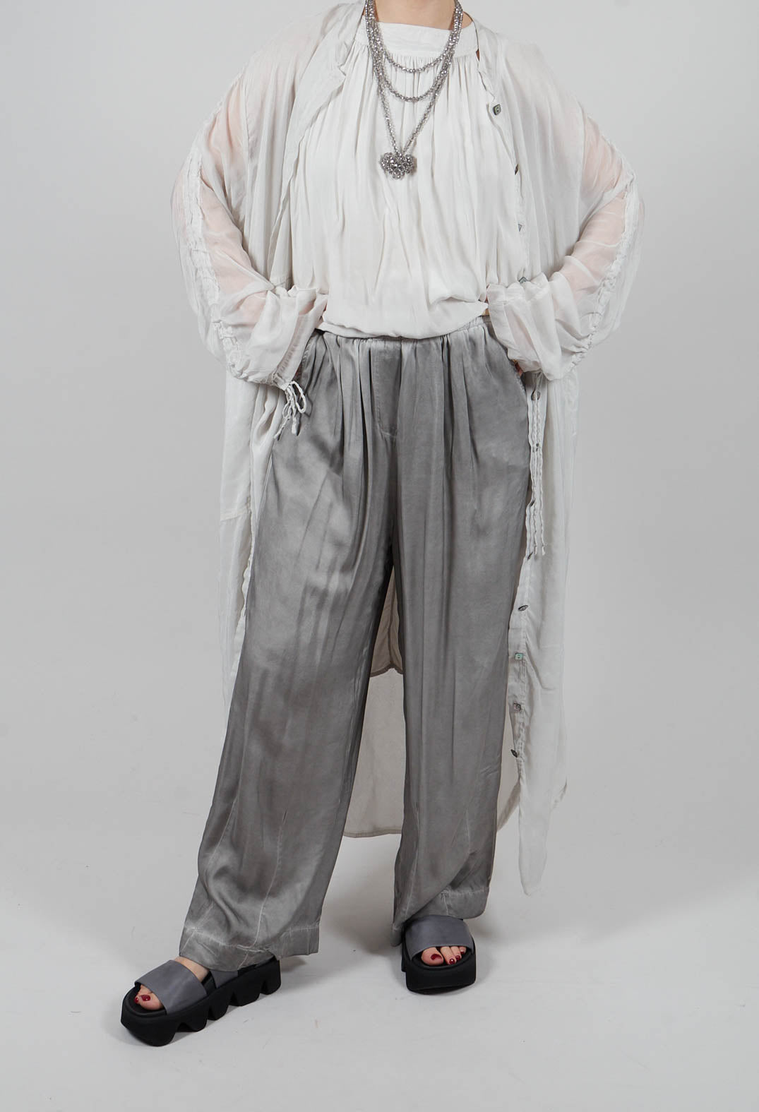 Dart Hem Trousers in Silver