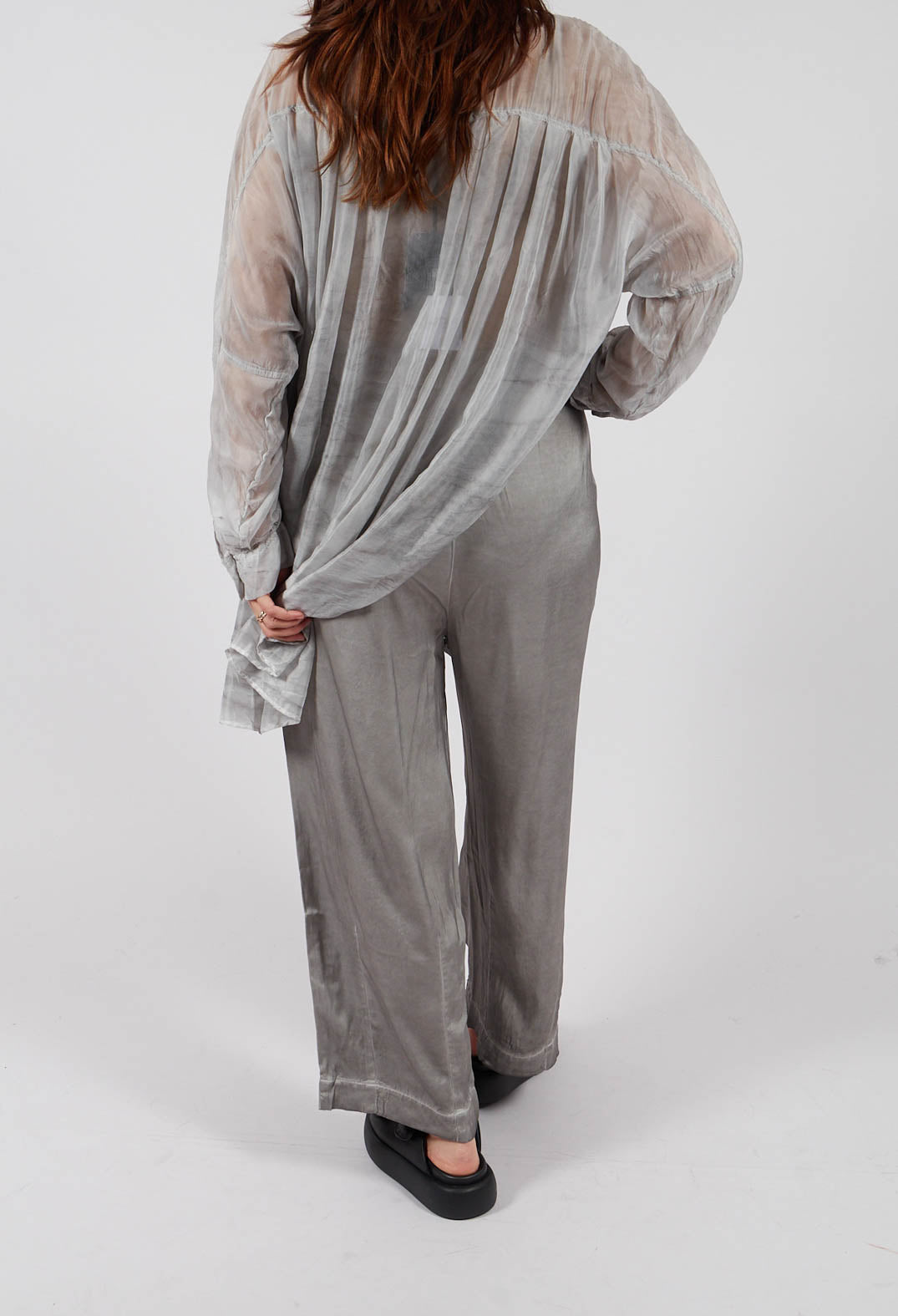 Dart Hem Trousers in Silver