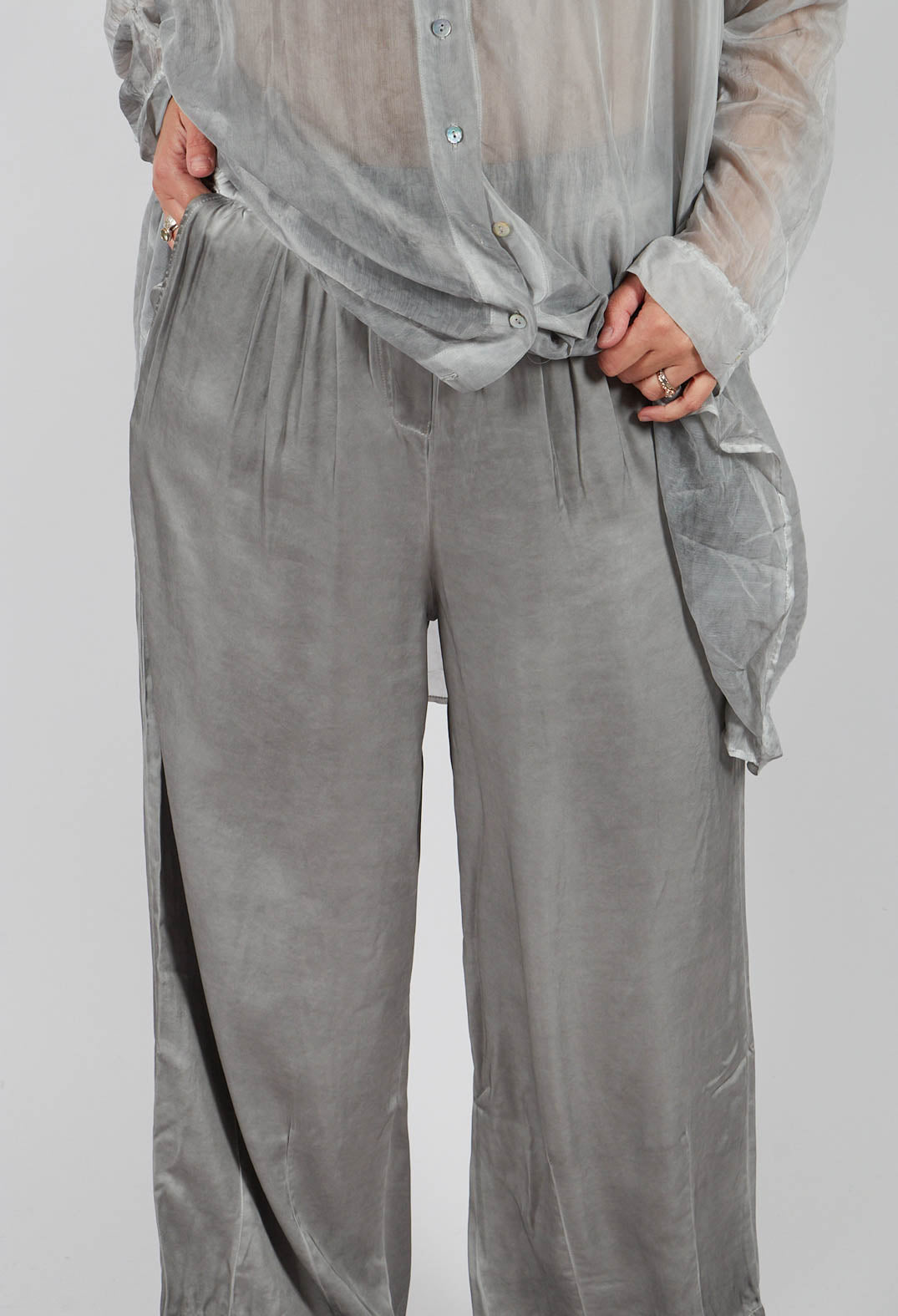 Dart Hem Trousers in Silver