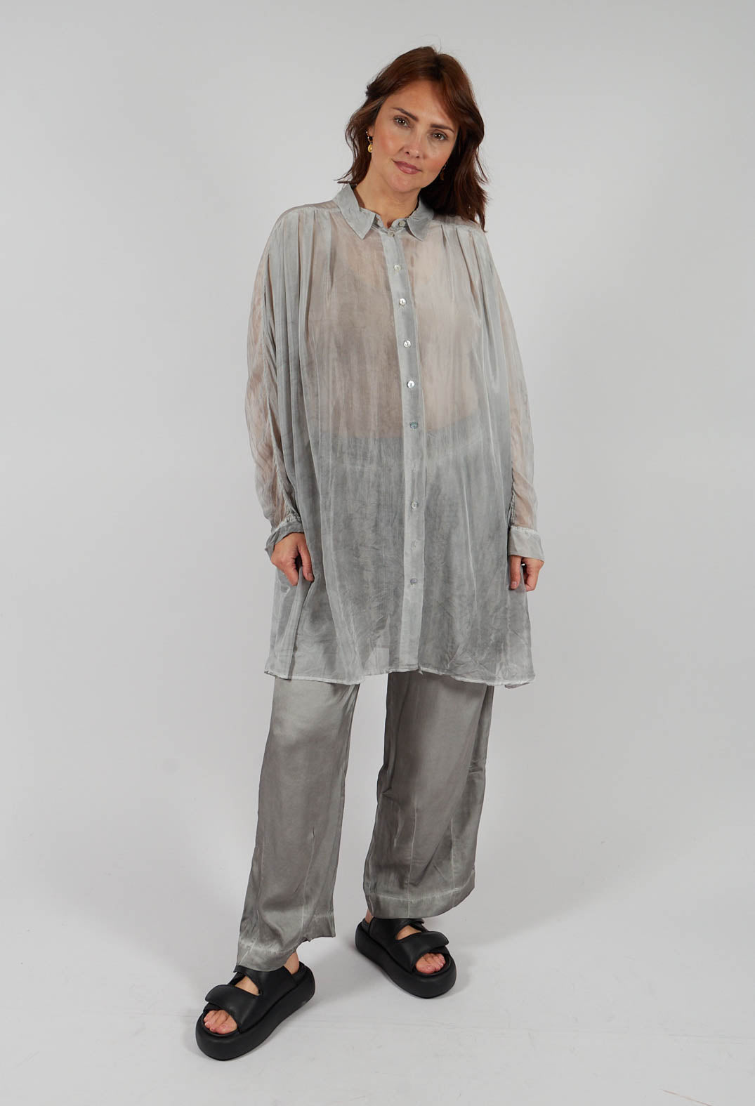 Dart Hem Trousers in Silver