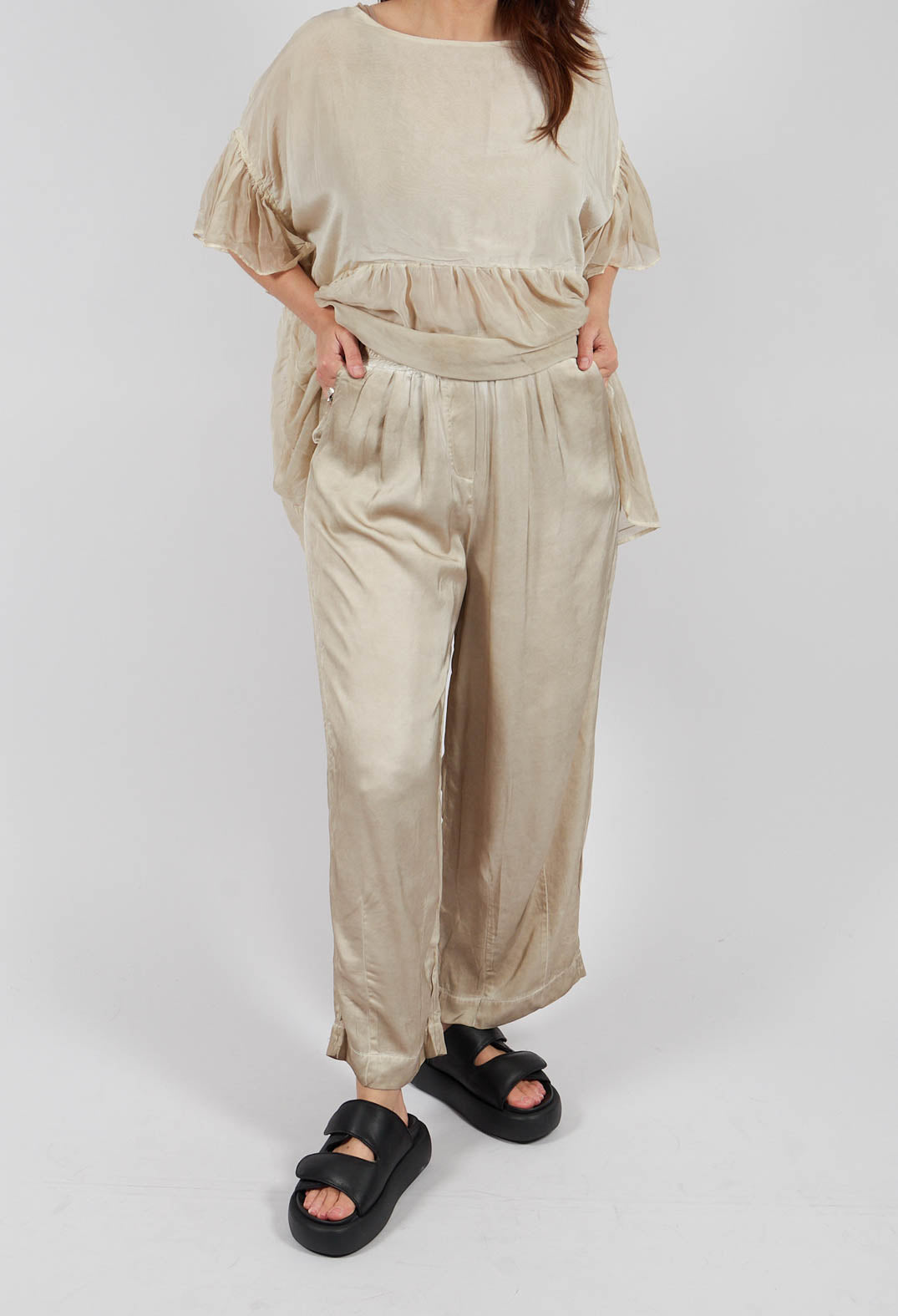 Dart Hem Trousers in Gold