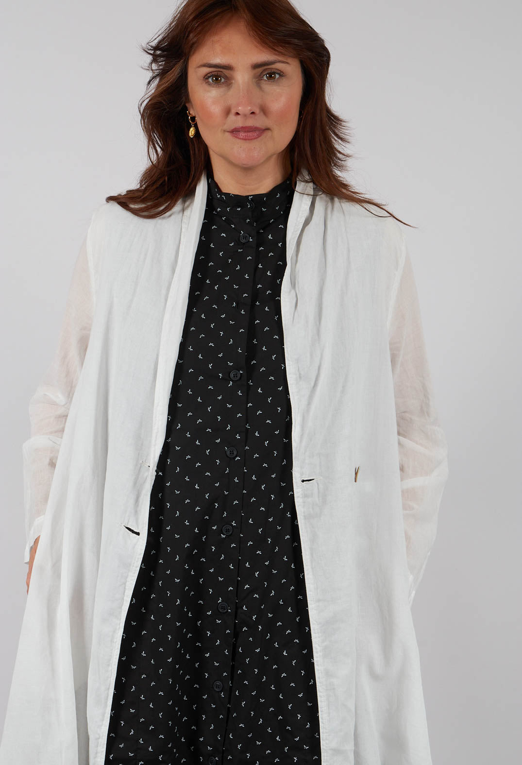 Double Breasted Duster Coat in Ice