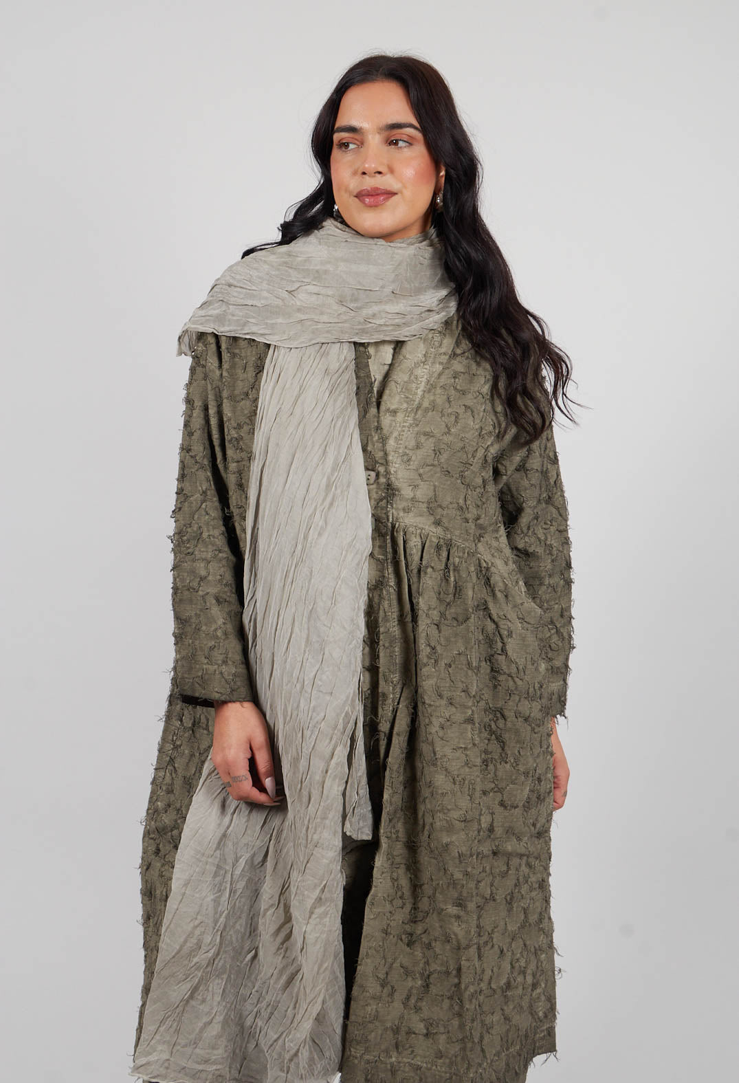 Fringe Kimono Duster Coat in Hemp