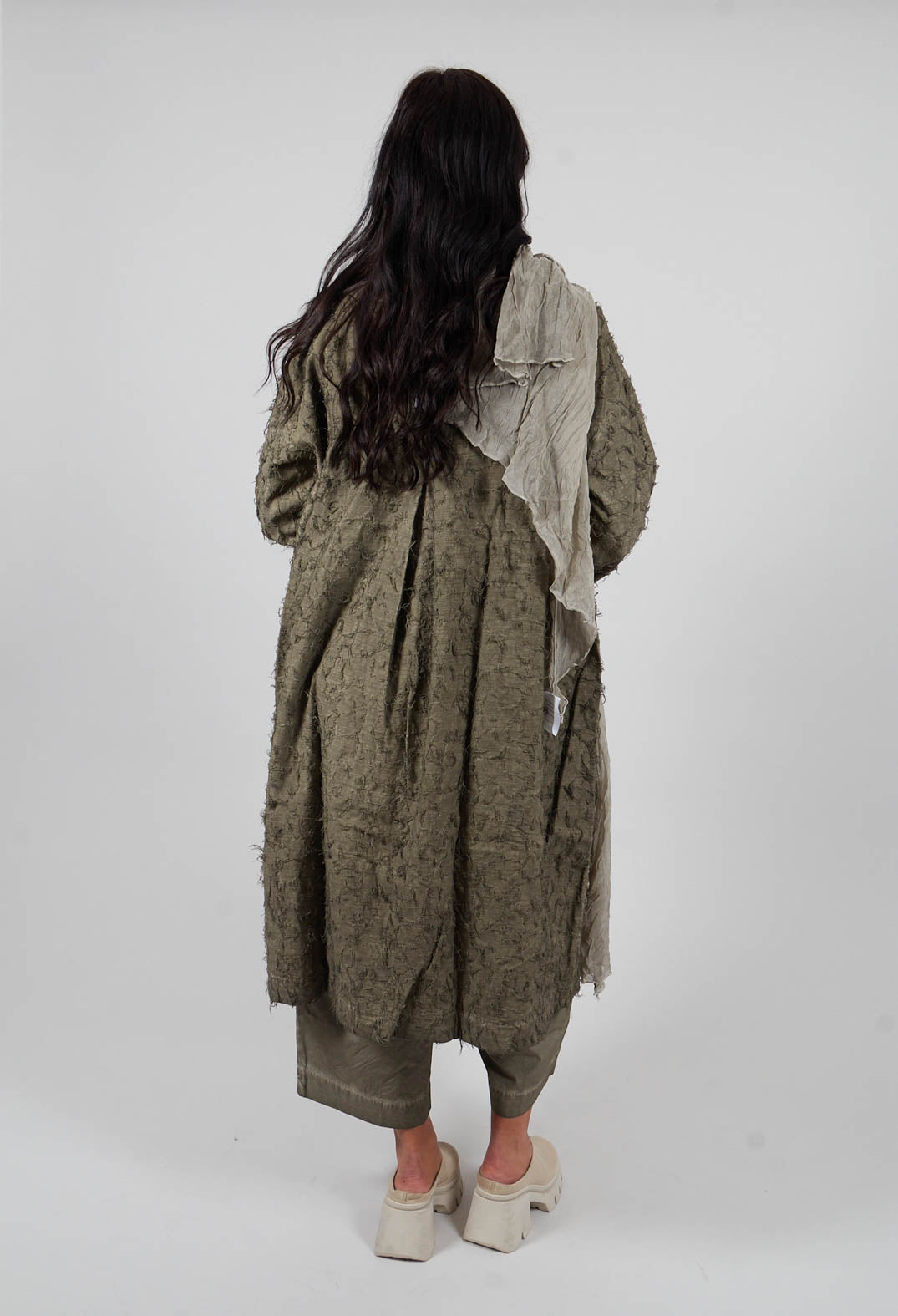 Fringe Kimono Duster Coat in Hemp