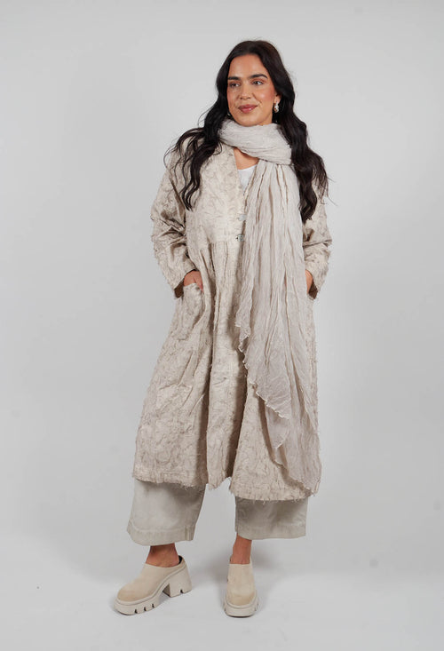 Fringe Kimono Duster Coat in Ice