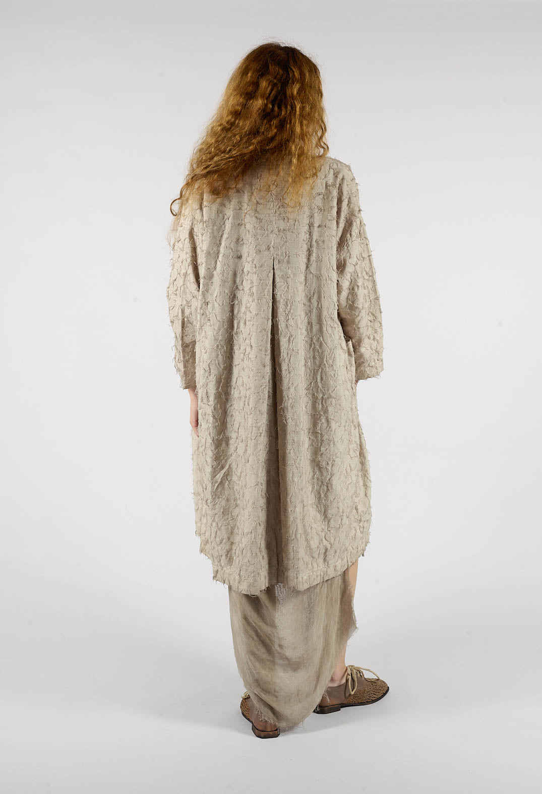 Fringe Kimono Duster Coat in Ice