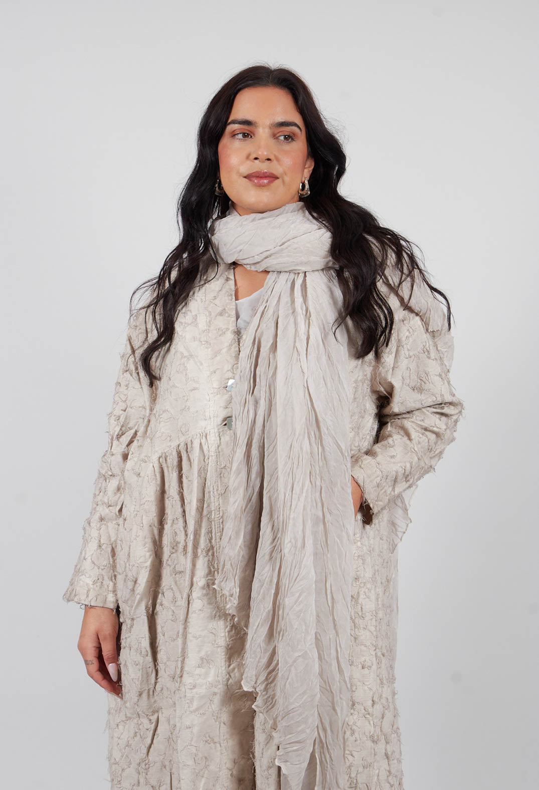 Fringe Kimono Duster Coat in Ice