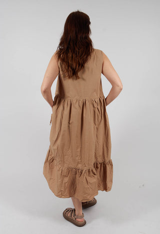 Darted Tier Sleeveless Dress in Camel