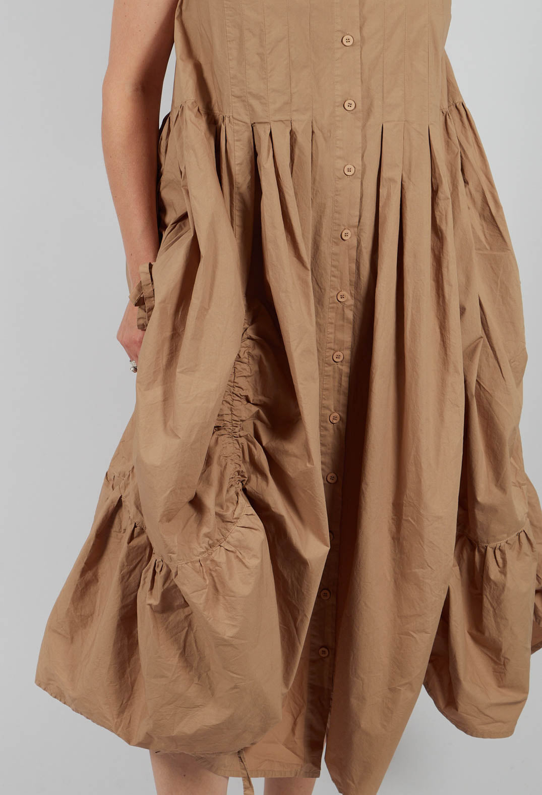 Darted Tier Sleeveless Dress in Camel