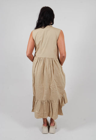 Darted Tier Sleeveless Dress in Sand