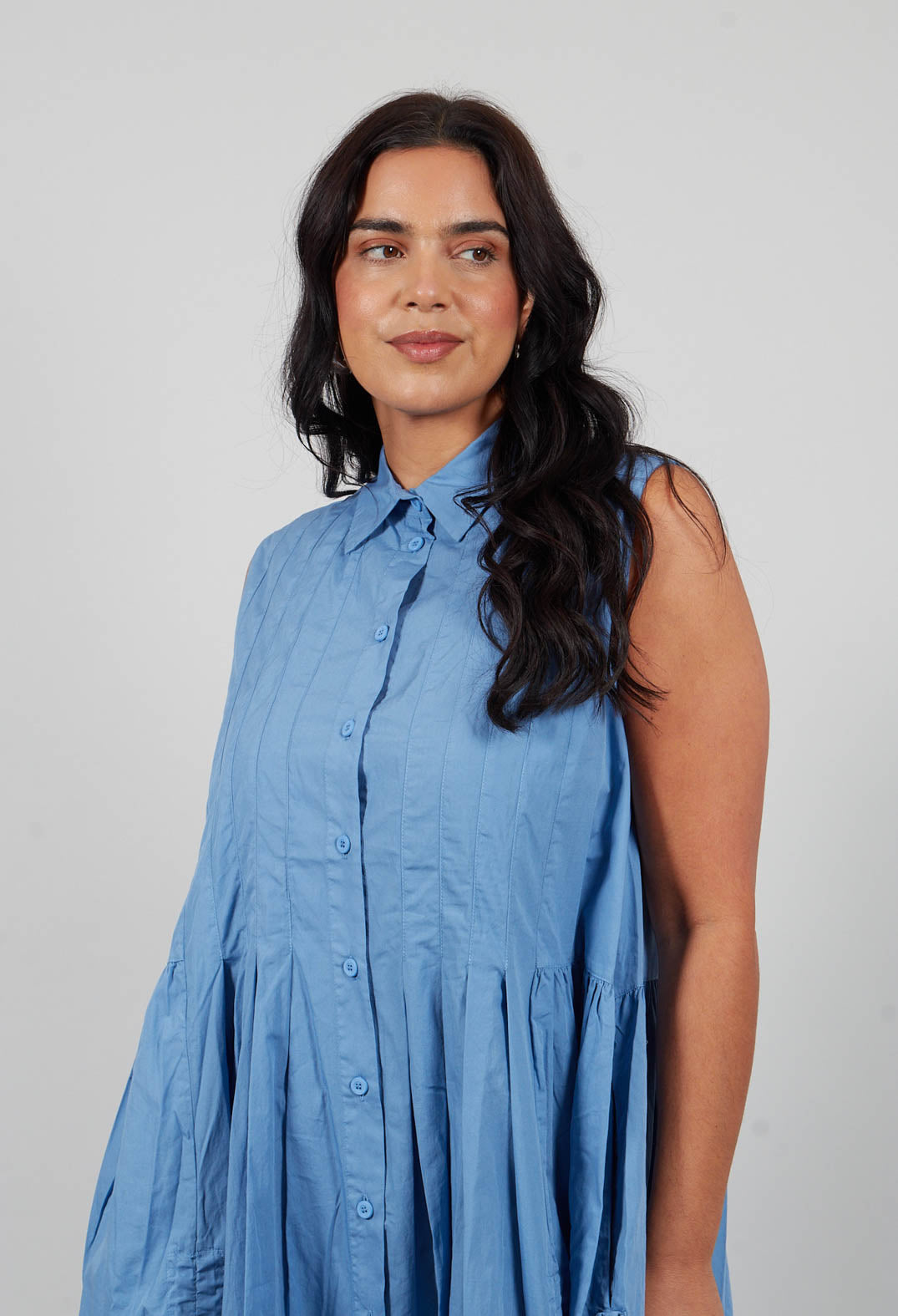 Darted Tier Sleeveless Dress in Riverside