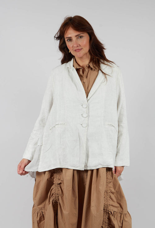 Linen-Muslin Swing Jacket in Ice