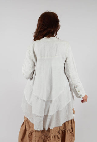 Linen-Muslin Swing Jacket in Ice