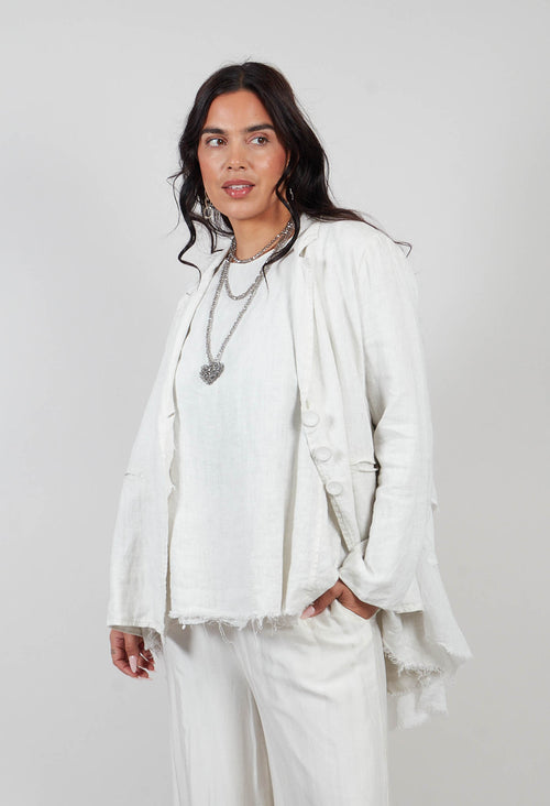 Linen-Muslin Swing Jacket in Ice