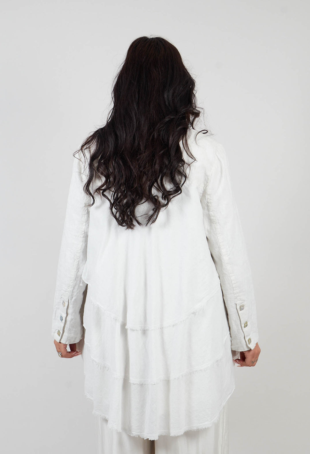 Linen-Muslin Swing Jacket in Ice
