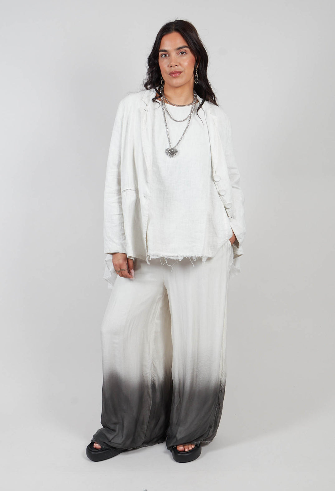 Linen-Muslin Swing Jacket in Ice