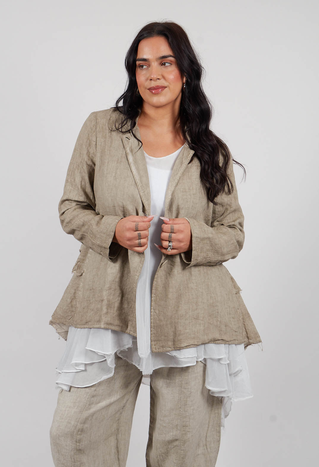 Linen-Muslin Swing Jacket in Rope