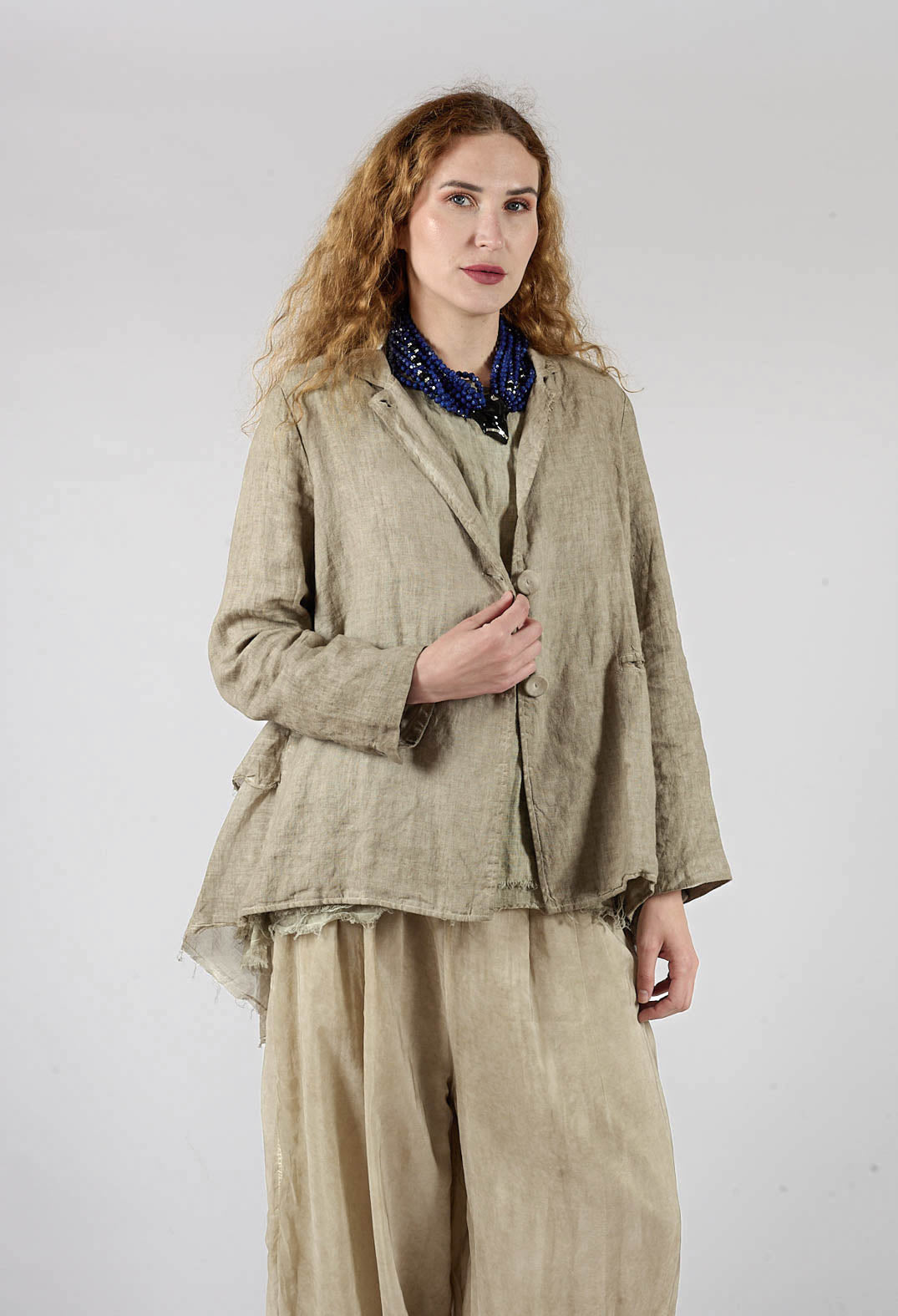 Linen-Muslin Swing Jacket in Rope