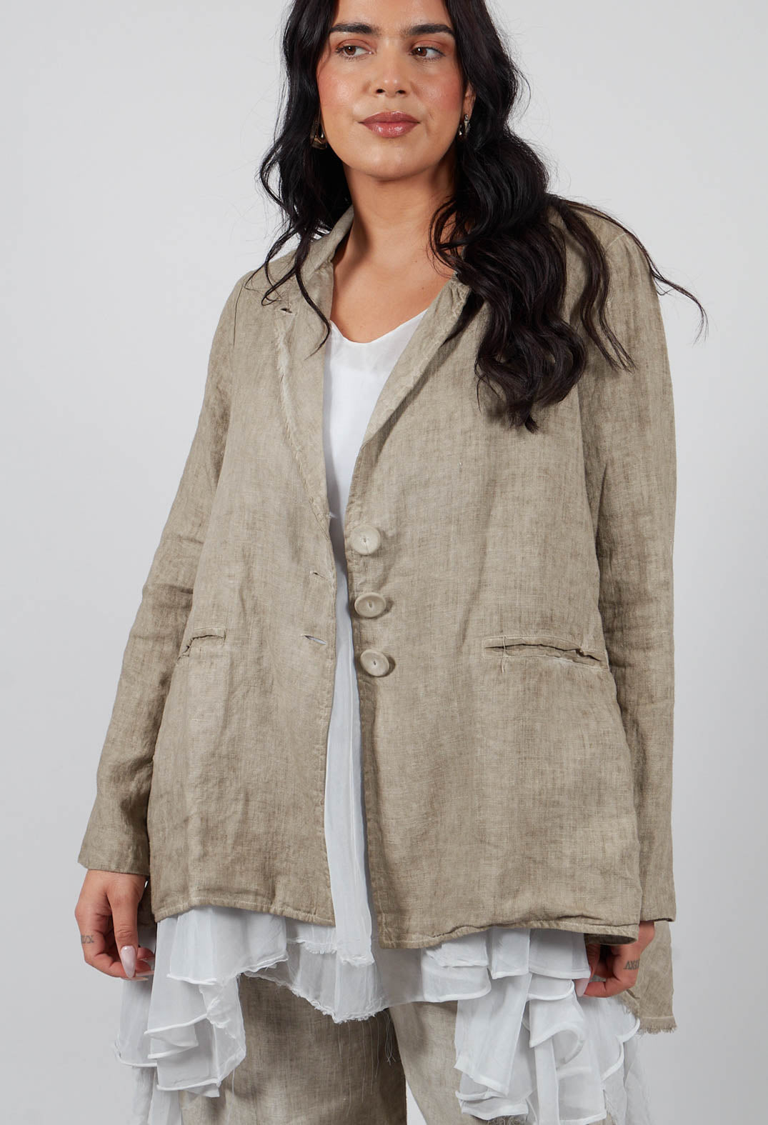 Linen-Muslin Swing Jacket in Rope