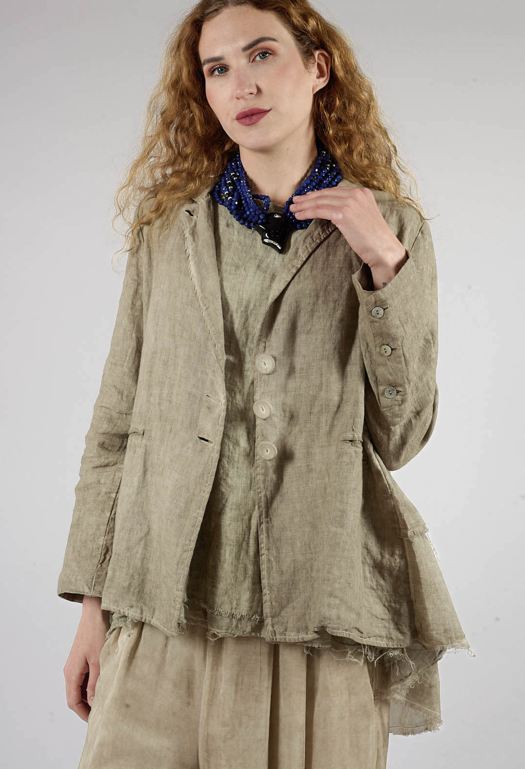 Linen-Muslin Swing Jacket in Rope
