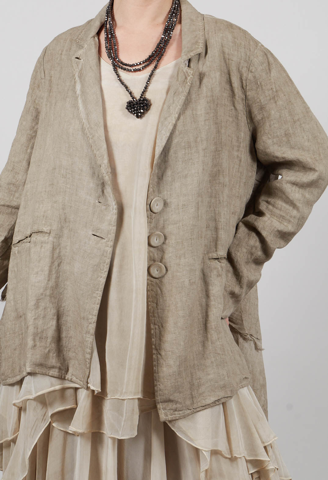 Linen-Muslin Swing Jacket in Rope
