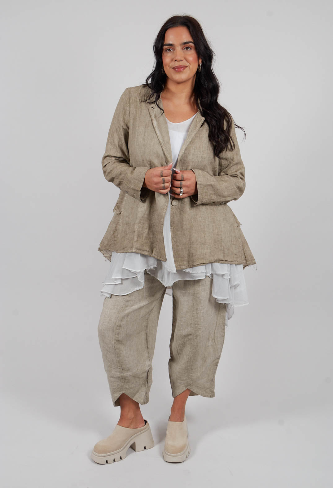 Linen-Muslin Swing Jacket in Rope