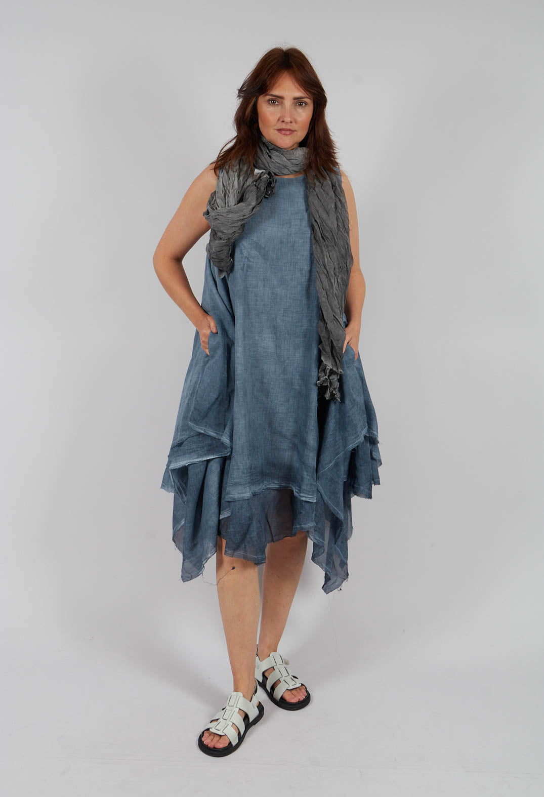 Double Layer Tunic Tank in Indigo