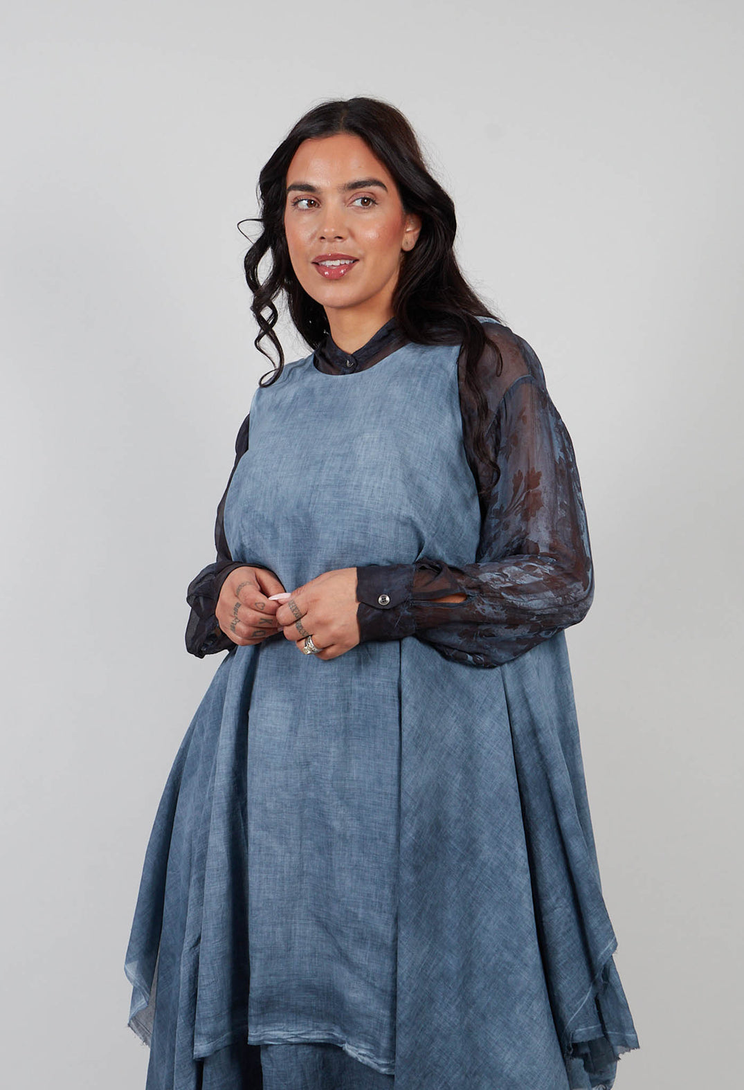 Double Layer Tunic Tank in Indigo