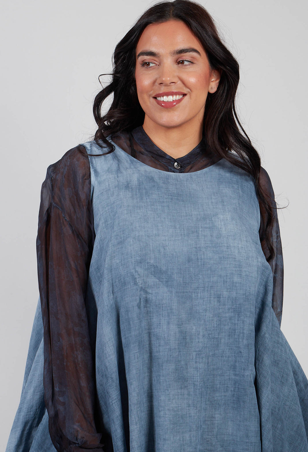Double Layer Tunic Tank in Indigo