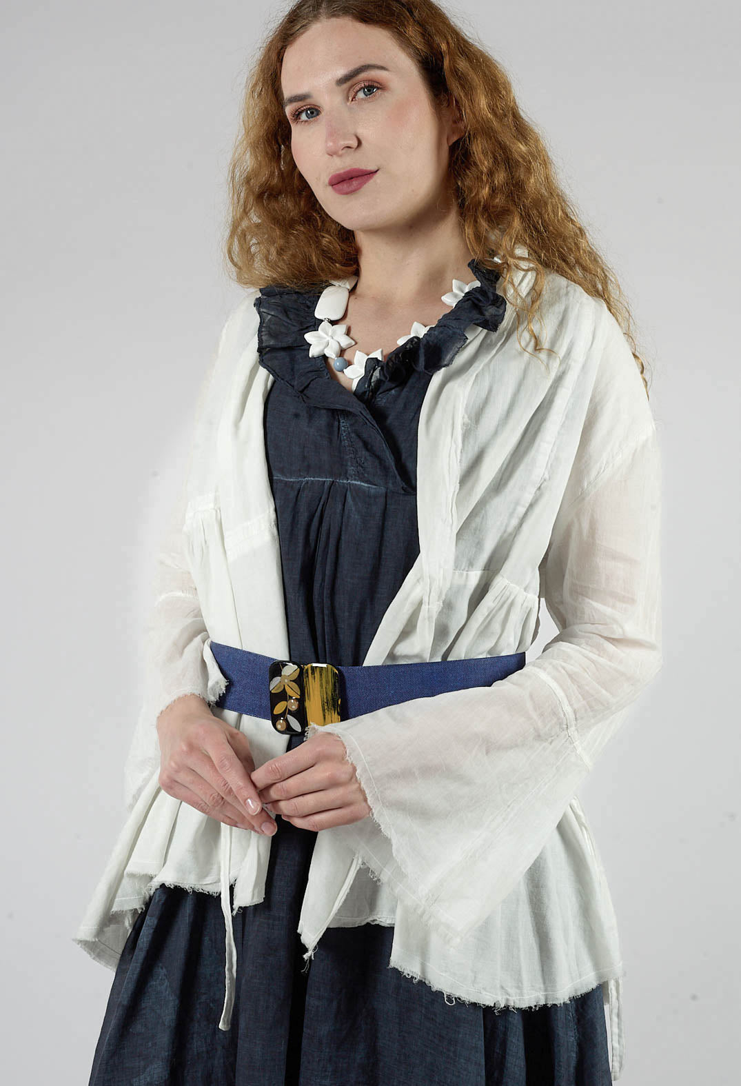 Shawl Collar Wrap Top in Ice