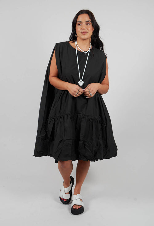 Poplin Balloon Dress in Black