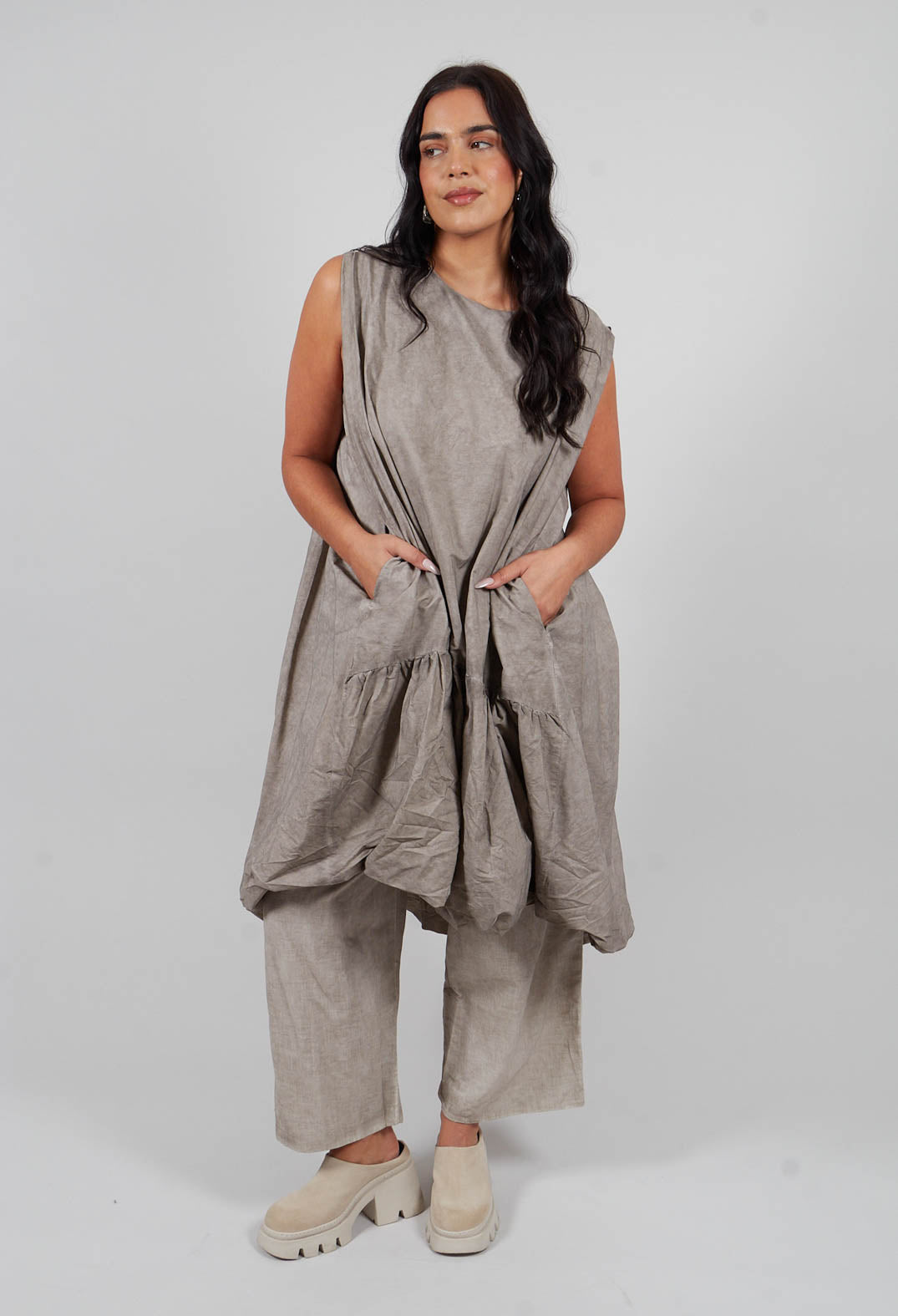 Cotton Balloon Dress in Hemp