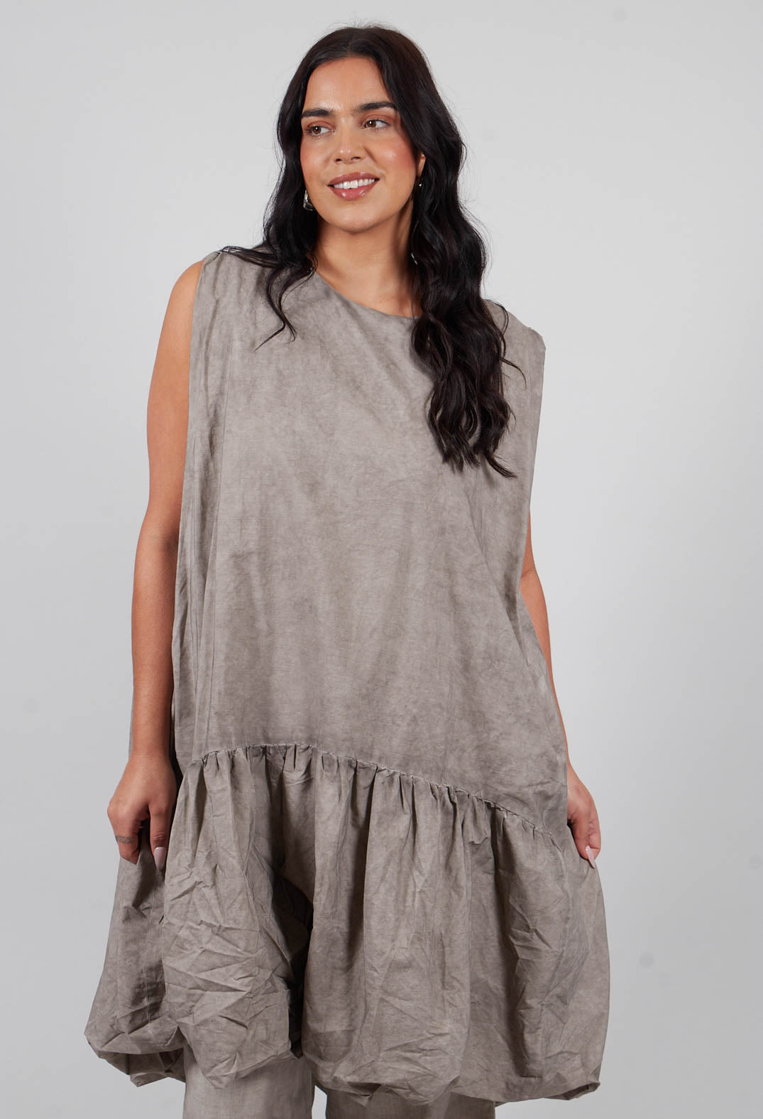 Cotton Balloon Dress in Hemp