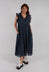 Ruffled Empire Dress in Indigo