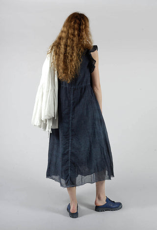 Ruffled Empire Dress in Indigo