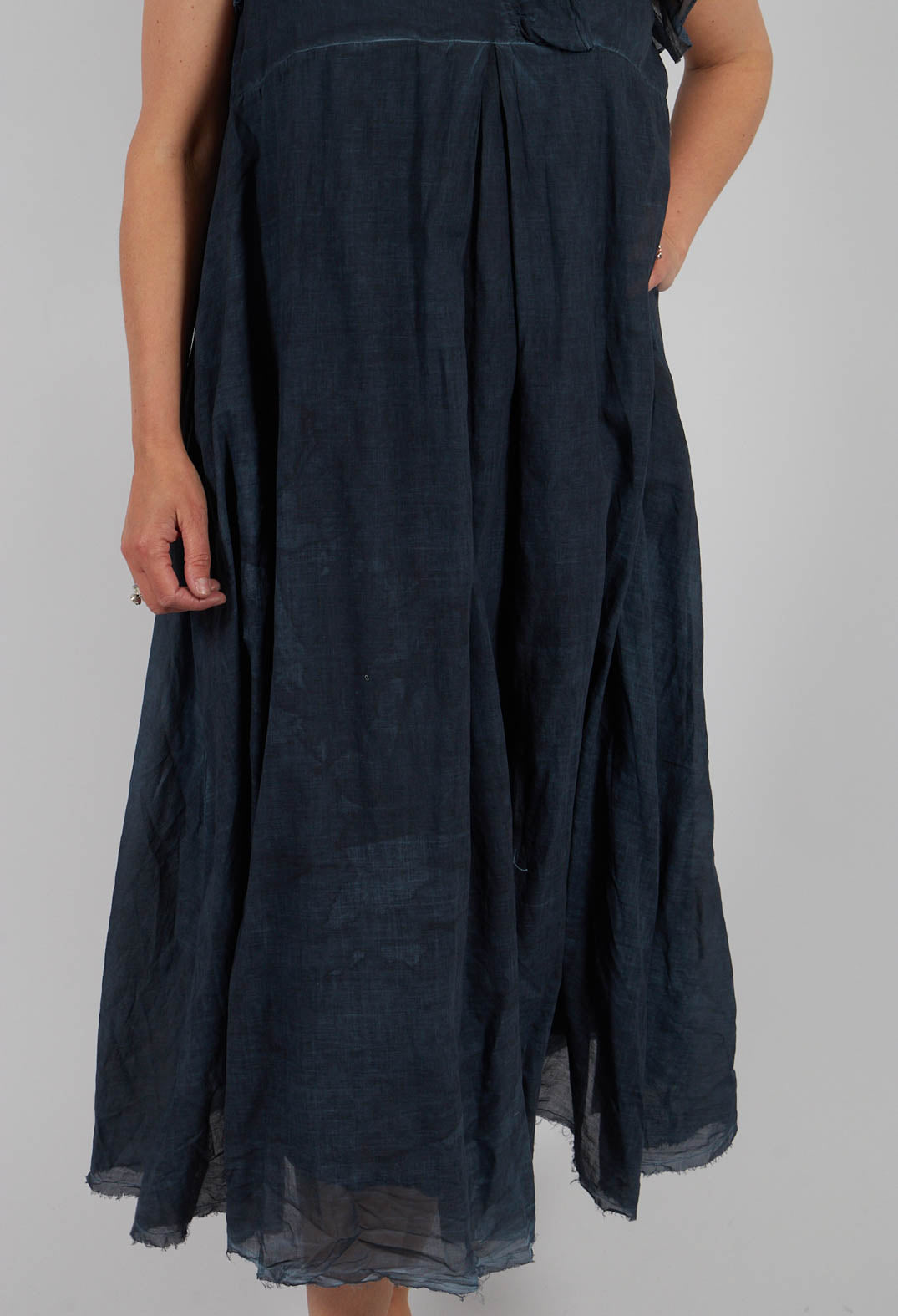Ruffled Empire Dress in Indigo