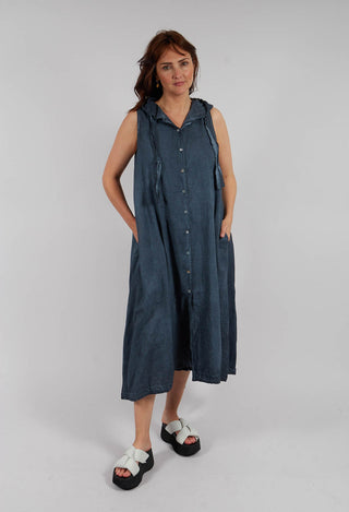 Sleeveless Hooded Dress in Indigo