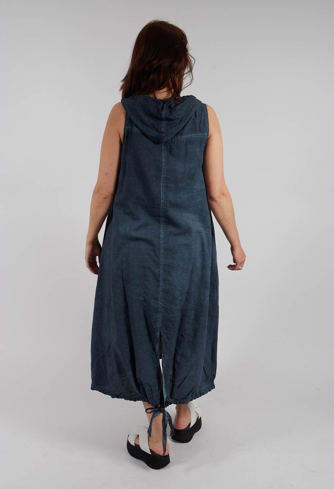 Sleeveless Hooded Dress in Indigo