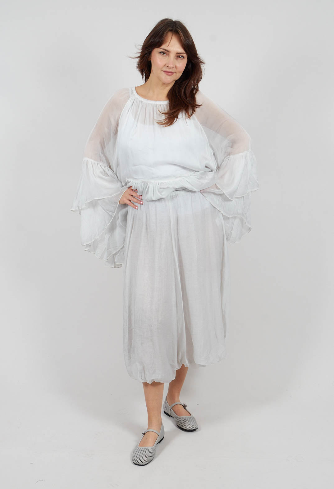 Double Layered Trousers in Salt
