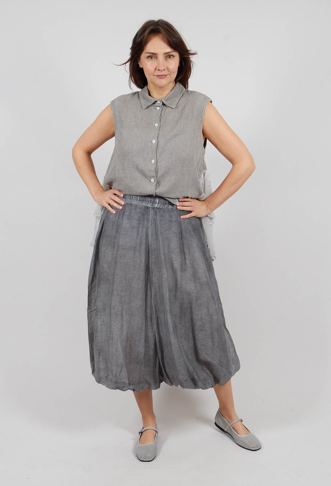 Double Layered Trousers in Black Pepper