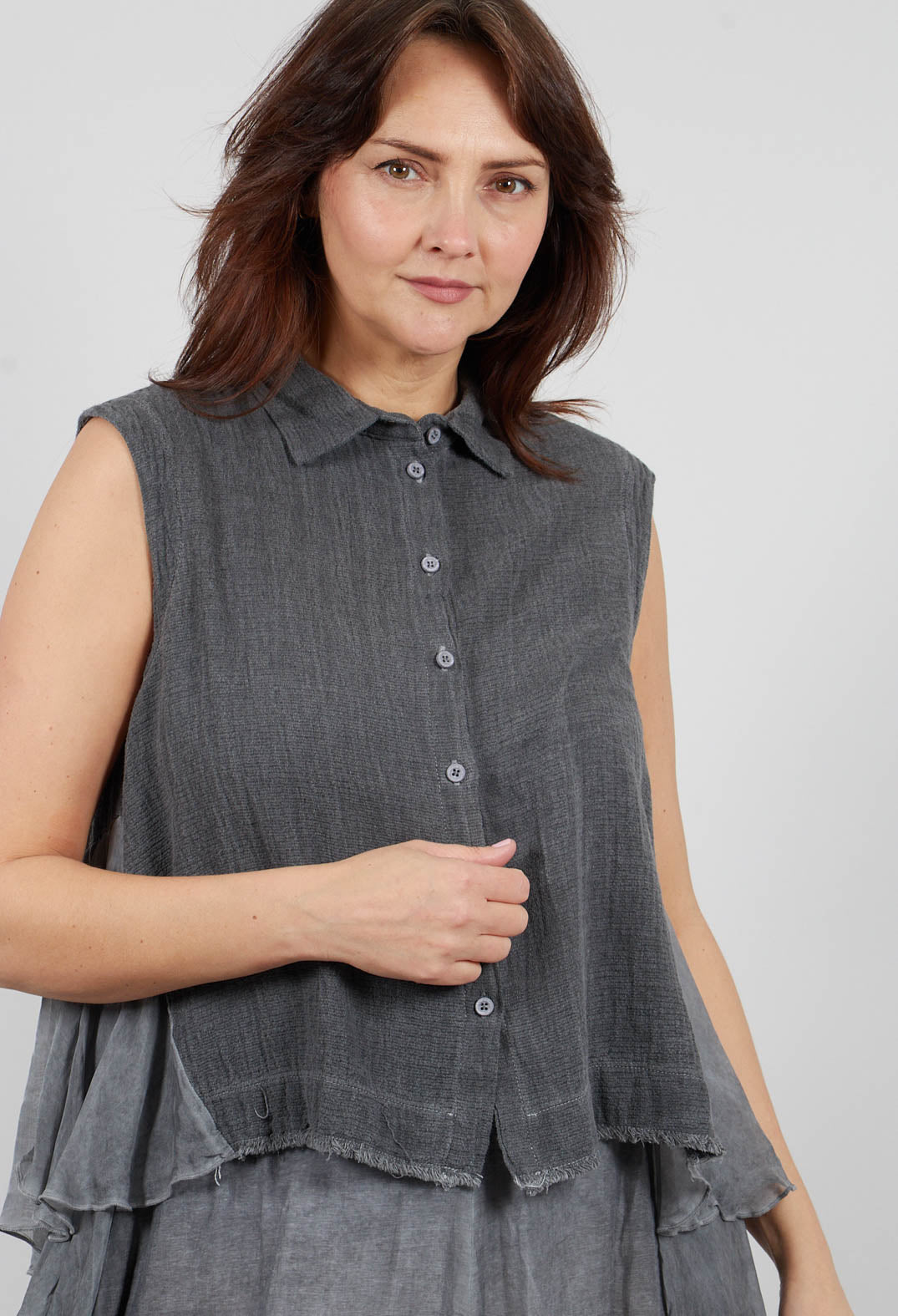 Sleeveless Gillet in Black Pepper