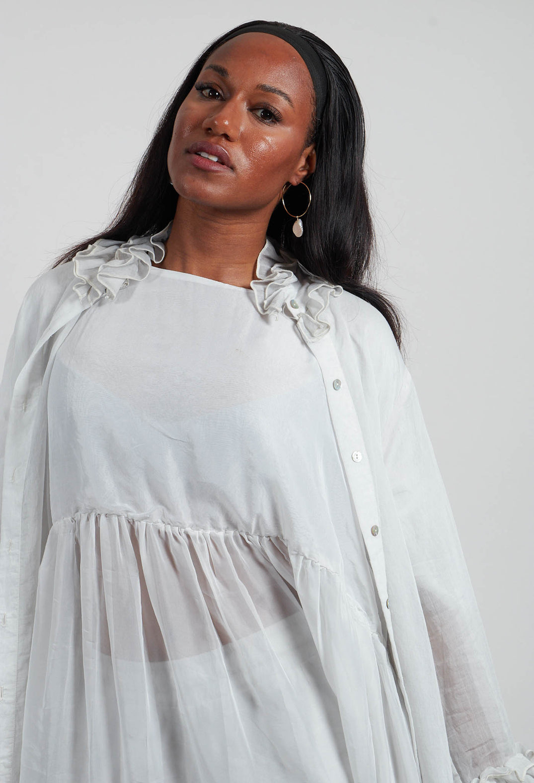 Ruffle Tunic in Salt