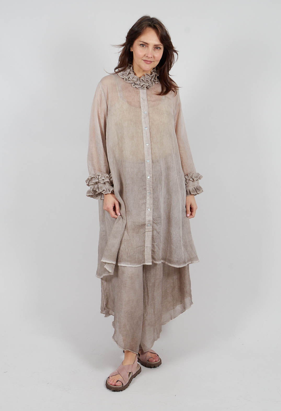 Ruffle Tunic in Mushroom
