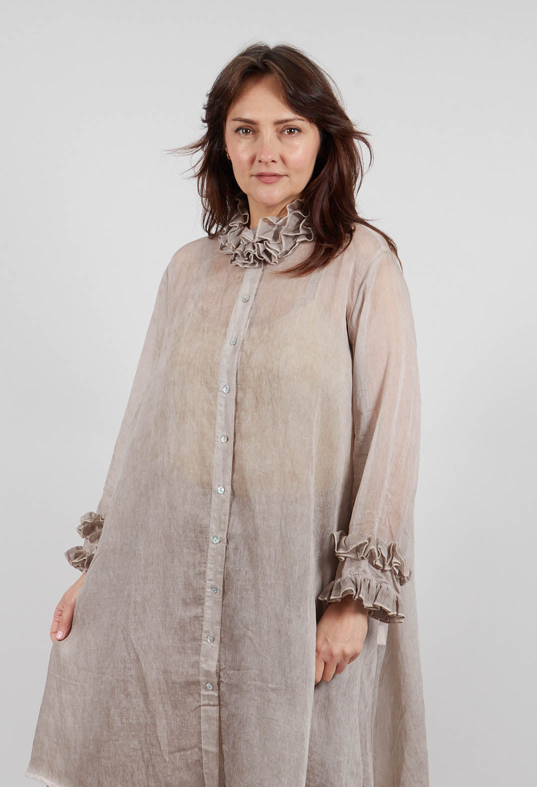 Ruffle Tunic in Mushroom