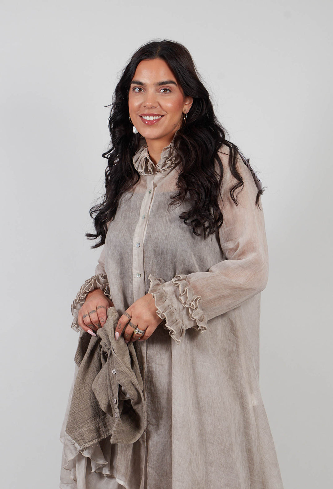 Ruffle Tunic in Mushroom