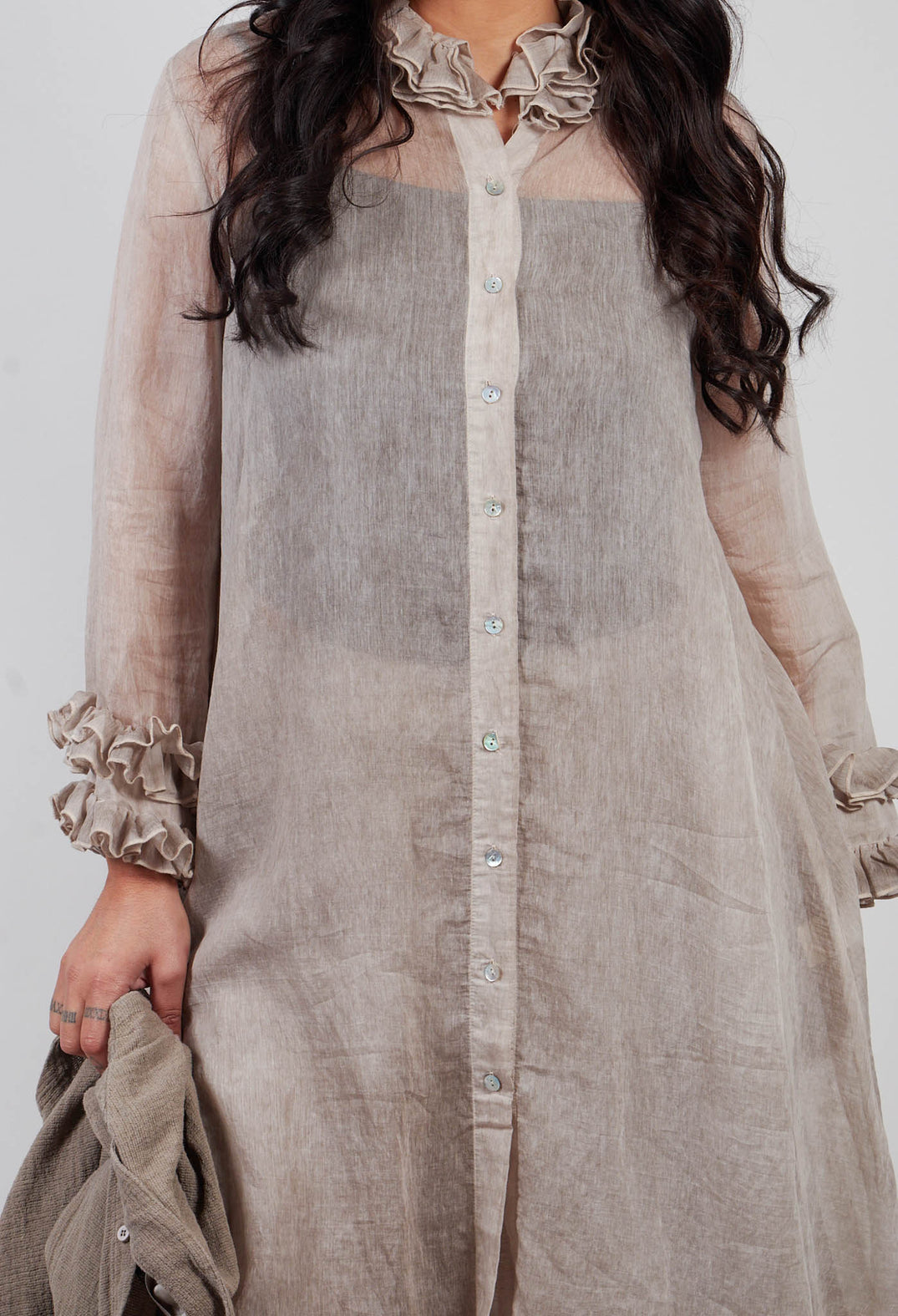 Ruffle Tunic in Mushroom