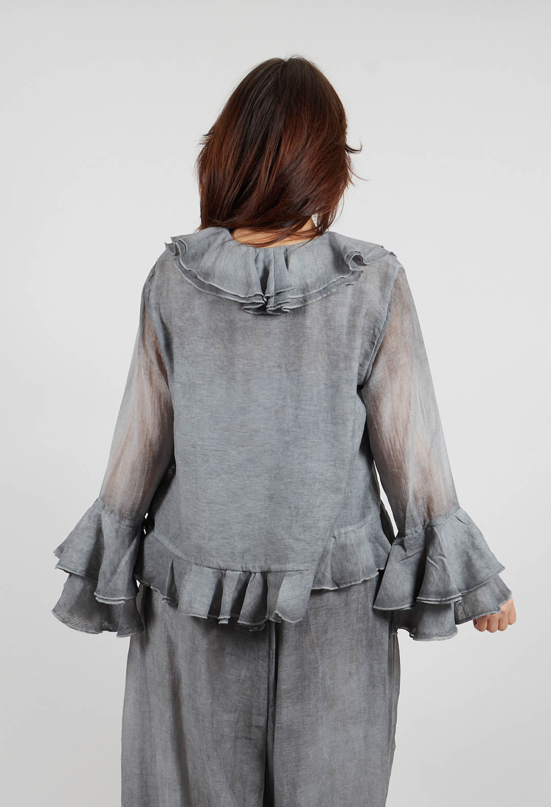 Ruffle Shirt in Black Pepper